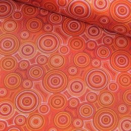 100% Cotton Patchwork Fabric Nutex Geometric Dots Concentric Circles Malkamalka Red