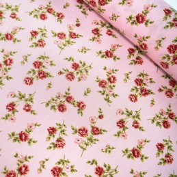 100% Cotton Poplin Fabric Rose & Hubble Rosie Cozy Peonies Floral Flower Pink