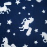 Polar Fleece Anti Pil Fabric White Unicorn Silhouettes & Stars Print