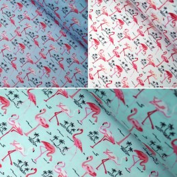 100% Cotton Poplin Fabric Rose & Hubble Tropical Flamingos Palm Trees
