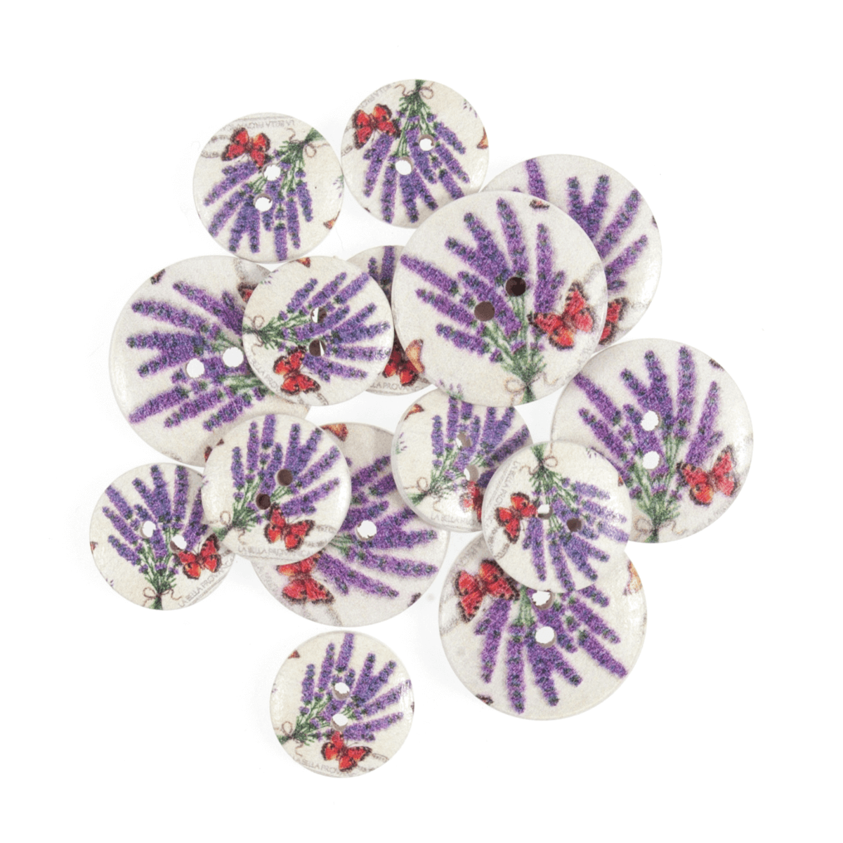 15 x Assorted Garden Butterfly Wooden Craft Buttons 18mm - 25mm 