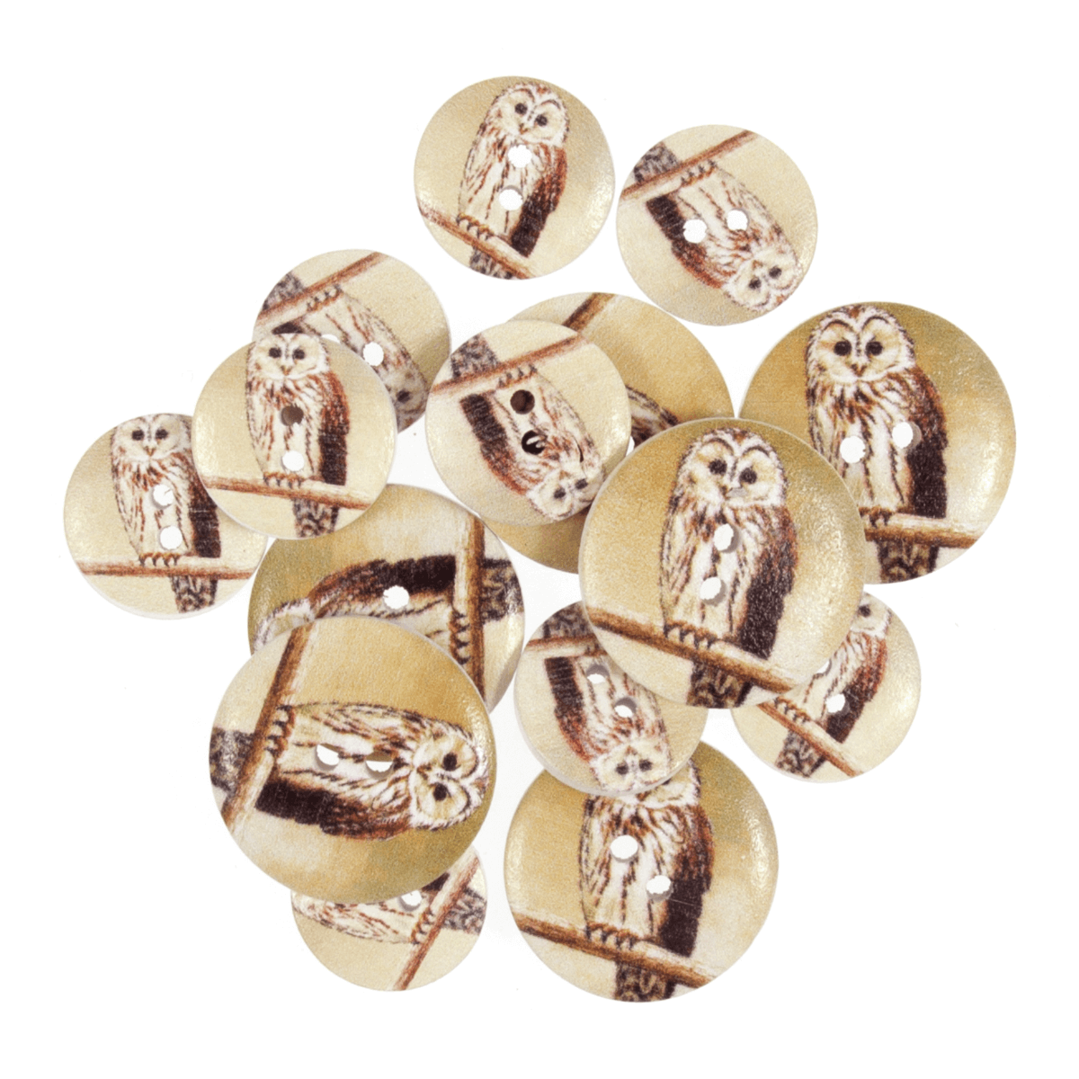 Assorted Wooden Buttons 15 Pack Sizes From 15mm - 25mm