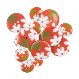 15 x Assorted Daisy Delight Pink Wooden Craft Buttons 18mm - 25mm 