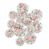 15 x Assorted Ditsy Floral Rose Wooden Craft Buttons 18mm - 25mm 