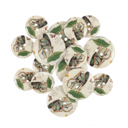 15 x Assorted Butterfly On Leaf  Wooden Craft Buttons 18mm - 25mm 