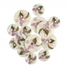15 x Assorted Floral Lilac Stock Flowers Wooden Craft Buttons 18mm - 25mm 