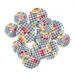15 x Assorted Gingham Flowers Wooden Craft Buttons 18mm - 25mm 