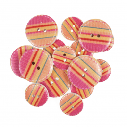 15 x Assorted Bright Candy Stripes Wooden Craft Buttons 18mm - 25mm 