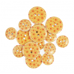 15 x Assorted Egg Yolk Spots Wooden Craft Buttons 18mm - 25mm 