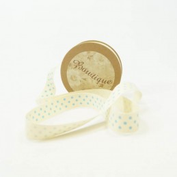 Bowtique Natural Vintage Cotton Polka Dot Spot Ribbon 15mm x 5m Reel