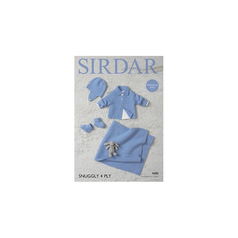 Sirdar Knitting Pattern 4686 Baby Blanket Bootees Jacket Hat Premature Babies