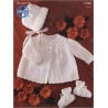 Sirdar Knitting Pattern 3191 Baby Matinee Coat Bonnet Booties