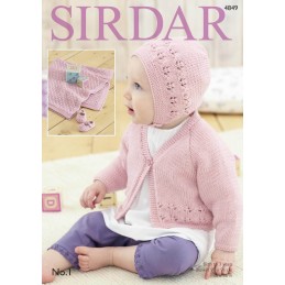 Sirdar Knitting Pattern 4849 Baby Bonnet Blanket Cardigan