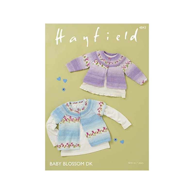Hayfield Knitting Pattern 4843 Short Sleeve Long Sleeve Cardigan Aged 0 - 7 Years
