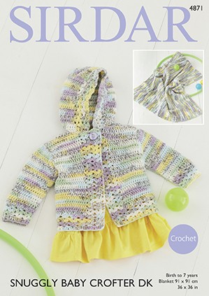Sirdar Crochet Pattern 4871 Baby Blanket & Matching Hooded Jacket 0-7 Years