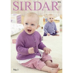 Sirdar Knitting Pattern 4846 Baby Cardigan With Pitcot Edging 0-3 Years