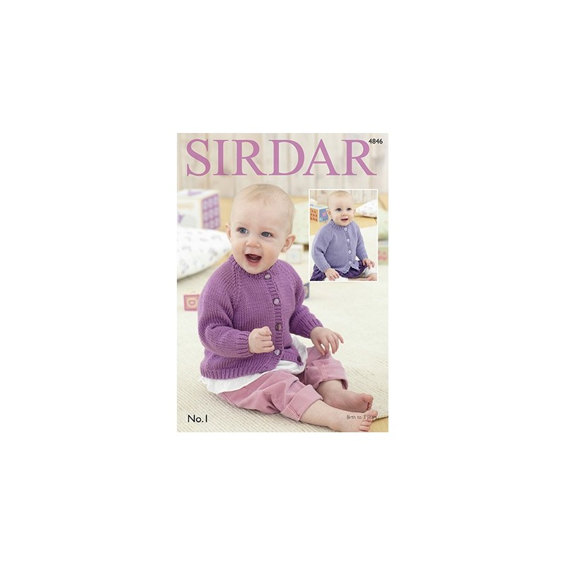 Sirdar Knitting Pattern 4846 Baby Cardigan With Pitcot Edging 0-3 Years