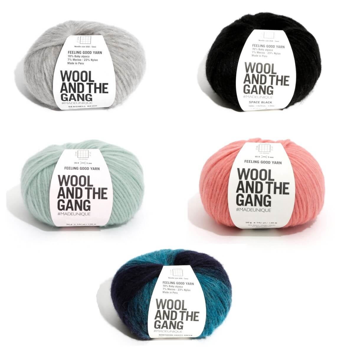 Wool and the Gang Feeling Good Yarn Super Soft 50g Ball Knitting Crochet Space Black