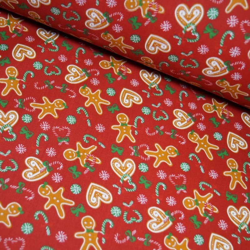 Polycotton Fabric Christmas Holly Berries Mistletoe Festive Xmas Leaves Berry