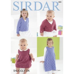 Sirdar Knitting Pattern 4881 Baby Childrens Cardigan Sweater Dress 0-7 Years