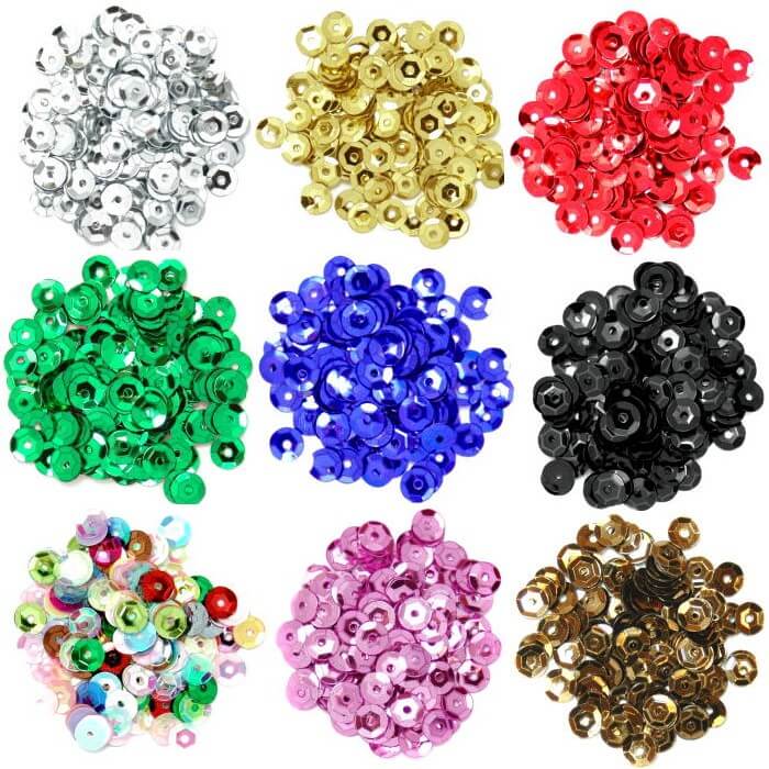 Silver Cup Sequins 5mm 12 Colours 