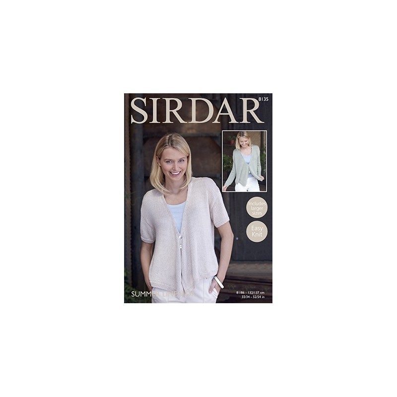 Sirdar Knitting Pattern 8135 Womens Easy Knit Cardigan Knitted Summer Linen DK