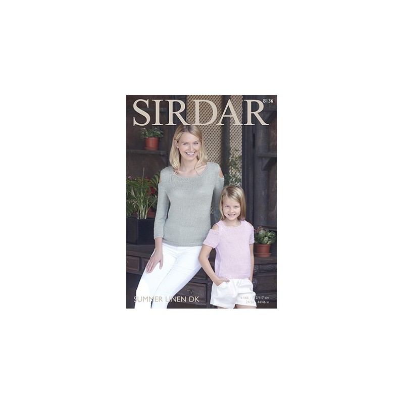 Sirdar Knitting Pattern 8136 Womens Knitted Cold Shoulder Top Summer Linen DK