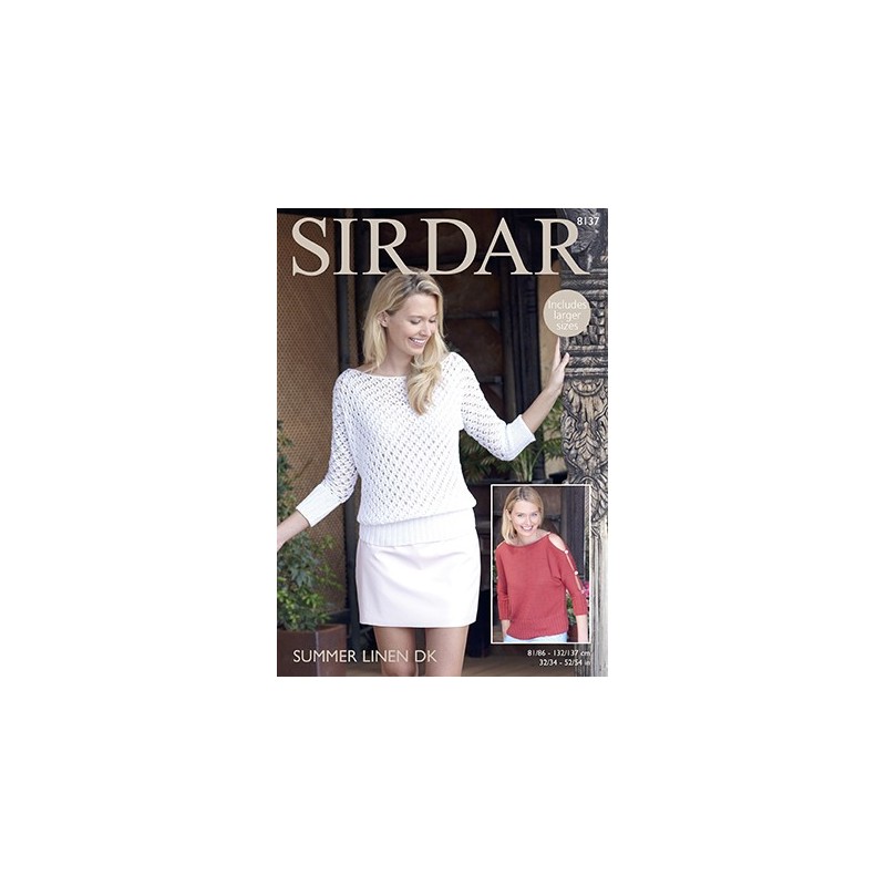 Sirdar Knitting Pattern 8137 Womens Knitted Lace & Plain Top Summer Linen DK