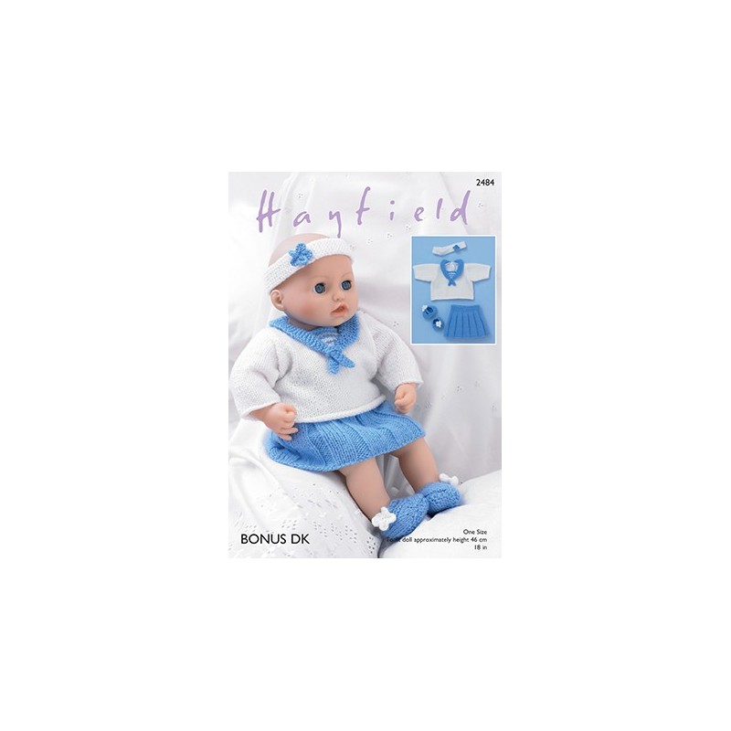 Sirdar Knitting Pattern 2484 Baby Doll Sailors Outfit Skirt Top Booties Bonus DK