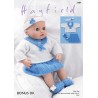 Sirdar Knitting Pattern 2484 Baby Doll Sailors Outfit Skirt Top Booties Bonus DK