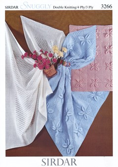 Sirdar Knitting Pattern 3266 Baby Children Blanket Shawl Cot Snuggly 3 Ply