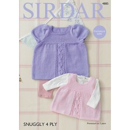 Sirdar Crochet Pattern 4885 Baby Girl Dress Pinafore Snuggly 4 PLY