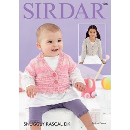 Sirdar Knitting Pattern 4907 Baby Cardigan Childrens Knit Snuggly Rascal DK