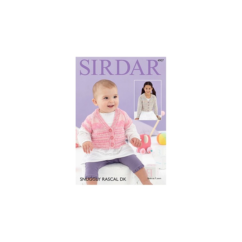 Sirdar Knitting Pattern 4907 Baby Cardigan Childrens Knit Snuggly Rascal DK