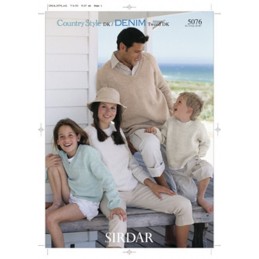 Sirdar Knitting Pattern 5076 Simple Sweaters Round or V-Neck Country Style DK
