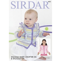 Sirdar Knitting Pattern 4872 Baby Cardigan Children Knit Snuggly Baby Crofter DK