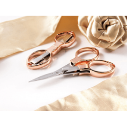 Hemline 10cm Folding Scissors Rose Gold Embroidery Thread Snippers Travel Safe