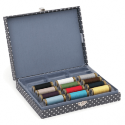 Hobby Gift Polka Dot Thread Spool Storage Box Sewing Gift & 12 Gutermann Threads