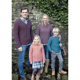 Hayfield Knitting Pattern 7142 Cable Design Sweaters with Neck Variations