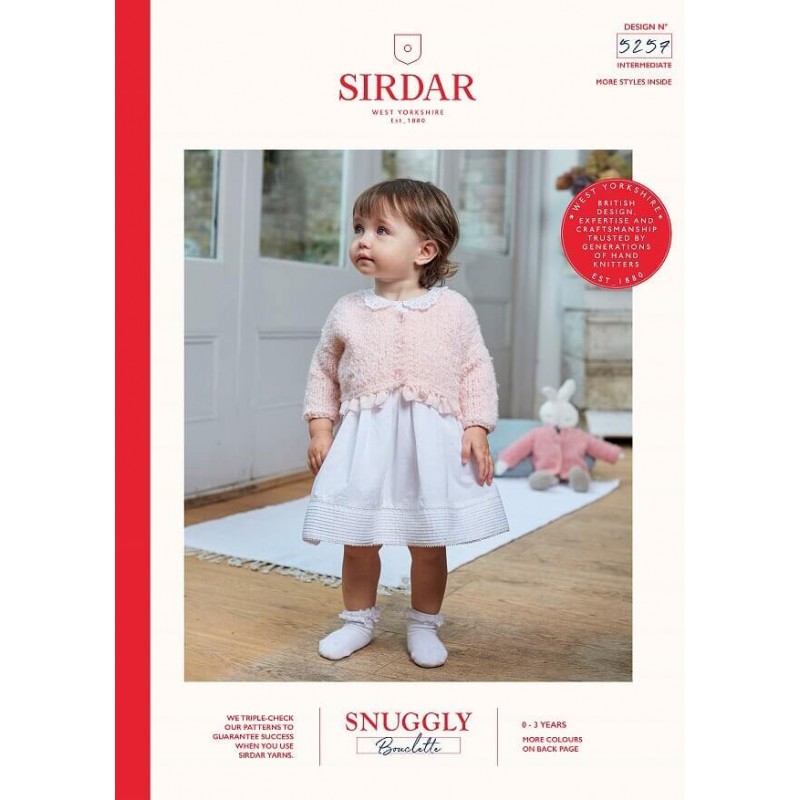 Sirdar Knitting Pattern 5257 Snuggly Bouclette Baby Cardigan & Doll cardigan