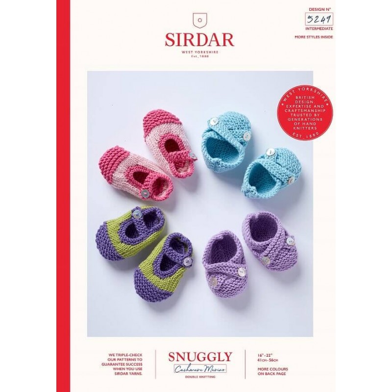 Sirdar Knitting Pattern 5249 Snuggly Cashmere Merino Baby Bootees Booties