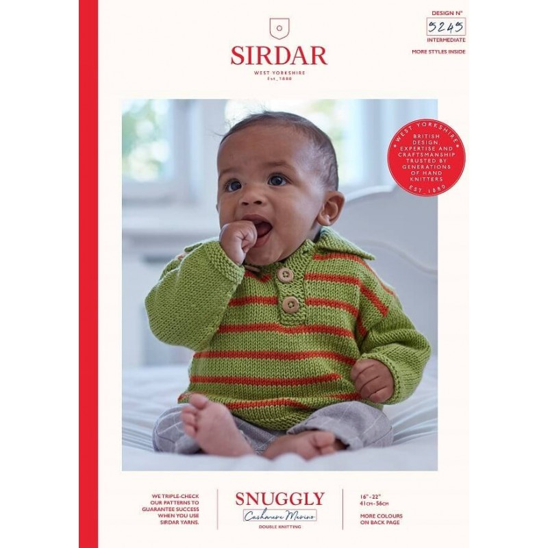 Sirdar Knitting Pattern 5245 Snuggly Cashmere Merino Baby Polo Sweater