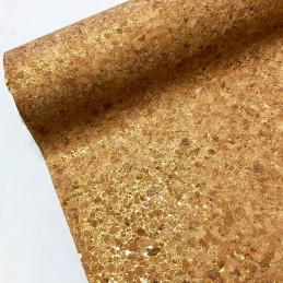 Natural Cork PU Leather Fabric Material Craft Decor Accessories Bags Gold Sparkle