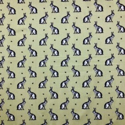 Sage Green 100% Cotton Fabric Lifestyle Beatrix Bunny Rabbit Hare Animal Bunnies 140cm Wide
