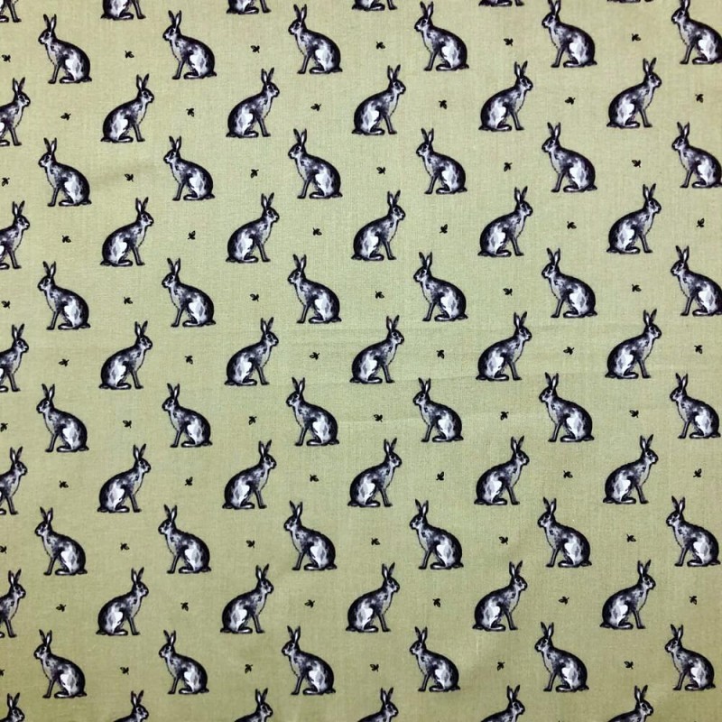 100% Cotton Fabric Lifestyle Beatrix Bunny Rabbit Hare Animal Bunnies 140cm Wide