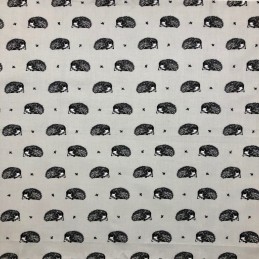 Grey 100% Cotton Fabric Lifestyle Harriet Hedgehog Animals Wildlife 140cm Wide
