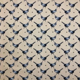 Natural 100% Cotton Fabric Lifestyle Phineas Pheasant Bird Animals Wildlife 140cm Wide