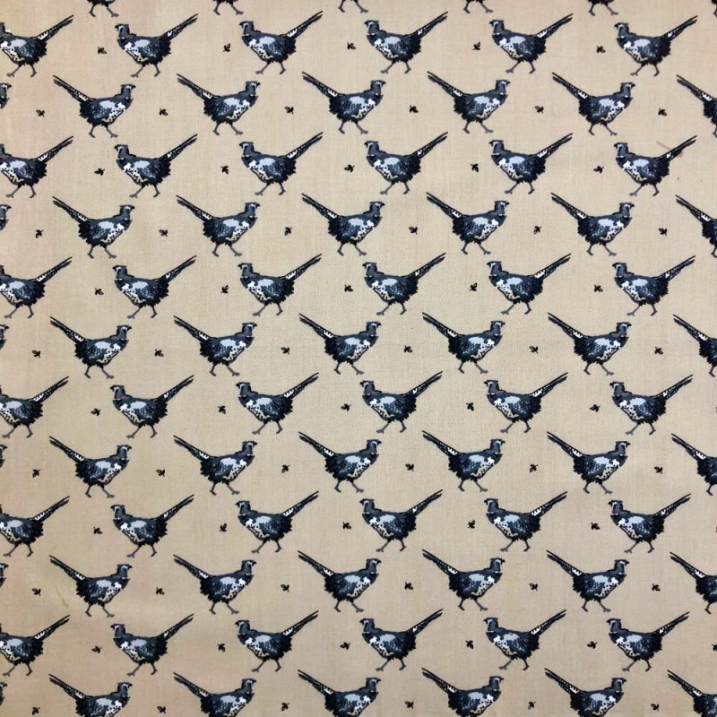 100% Cotton Fabric Lifestyle Phineas Pheasant Bird Animals Wildlife 140cm Wide