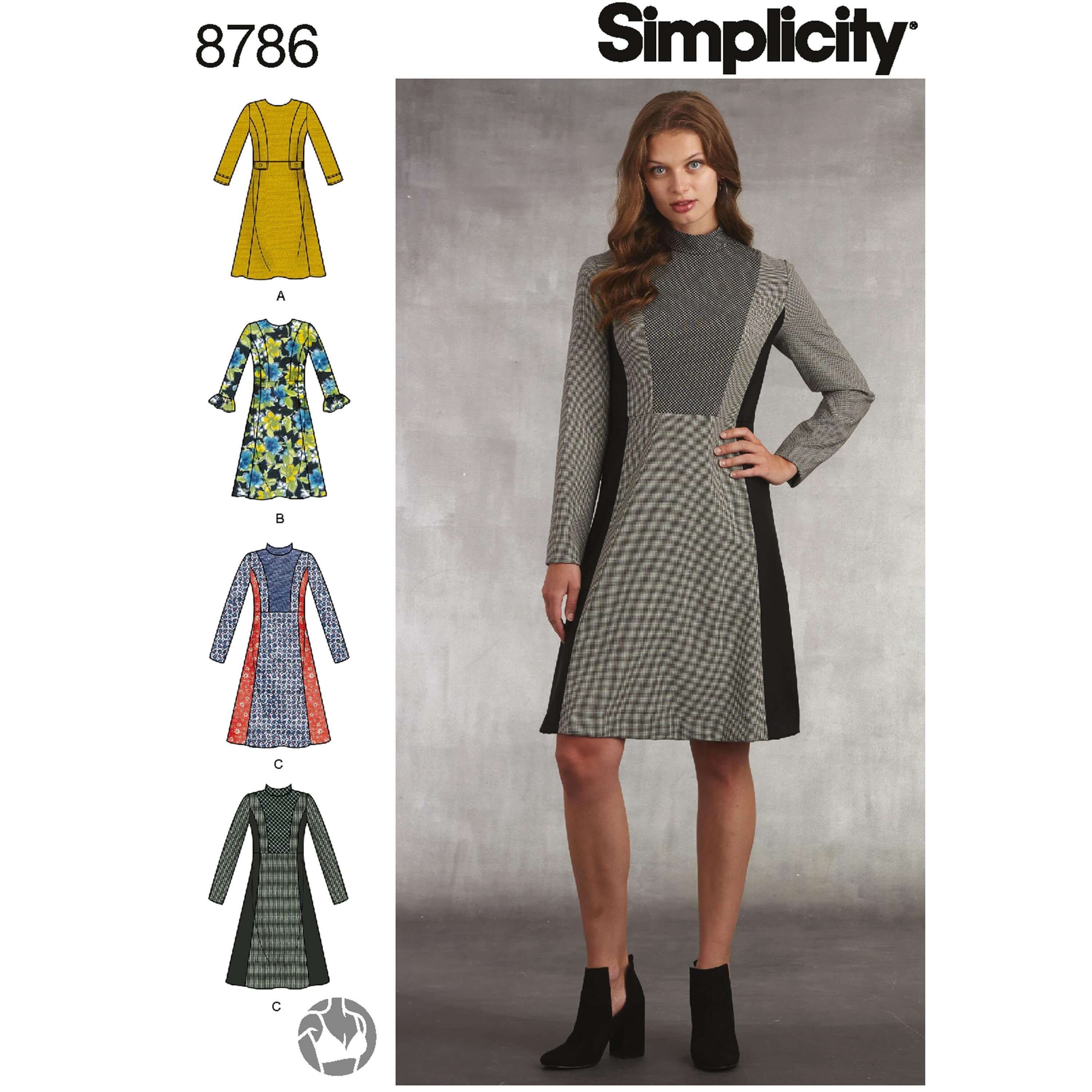 Simplicity 8786 Misses Miss Petite Dress Mock Neck Dress Sewing Patterns