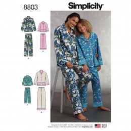 Simplicity 8803 Girls and Misses Set of Lounge Trousers and Shirt Sewing Pattern